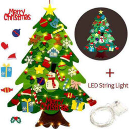 Felt Christmas Tree Diy Hanging Ornaments Wall Decor For Kids Gift And Led Light - thumbnail 2