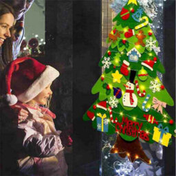 Felt Christmas Tree Diy Hanging Ornaments Wall Decor For Kids Gift And Led Light - thumbnail 3