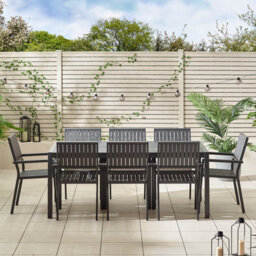 Furniturebox Dubai Grey Garden Table And Chairs, 6 - 8 Seater Outdoor Patio Dining Set, Aluminium Garden Table And Chairs +Cover - thumbnail 8