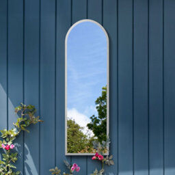 Mirroroutlet The Arcus White Metal Framed Arched Garden Wall Mirror 120Cm X 40Cm