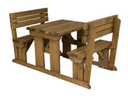 Arbor Garden Solutions Alders Wooden Picnic Bench And Table Set, Outdoor Dining Set With Backrest (4Ft, Rustic Brown) - thumbnail 1