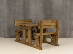 Arbor Garden Solutions Alders Wooden Picnic Bench And Table Set, Outdoor Dining Set With Backrest (4Ft, Rustic Brown) - thumbnail 2