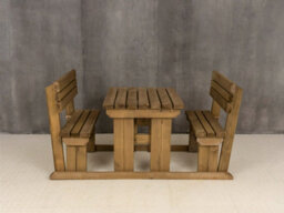 Arbor Garden Solutions Alders Wooden Picnic Bench And Table Set, Outdoor Dining Set With Backrest (4Ft, Rustic Brown) - thumbnail 4