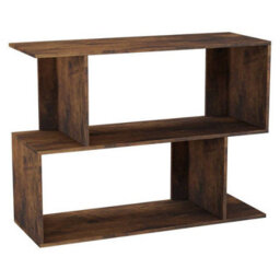 Urbn-Living Urbnliving 80Cm Width Rustic Brown 2-Tier Bookcase Irregular Storage Shelf Wooden Shelving Display Organiser Unit - thumbnail 2