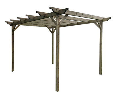 Arbor Garden Solutions Sculpted Wooden Garden Pergola Kit, 2.4M X 3.6M (Rustic Brown Finish) - image 1