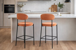 Aspect Furniture Set Of 2 Charlotte Kitchen Stools W Curved Back & Footrest,orange Velvet - thumbnail 2
