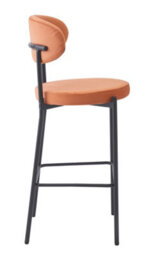 Aspect Furniture Set Of 2 Charlotte Kitchen Stools W Curved Back & Footrest,orange Velvet - thumbnail 6
