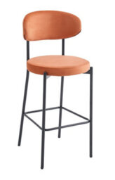 Aspect Furniture Set Of 2 Charlotte Kitchen Stools W Curved Back & Footrest,orange Velvet - thumbnail 5