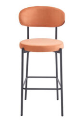 Aspect Furniture Set Of 2 Charlotte Kitchen Stools W Curved Back & Footrest,orange Velvet - thumbnail 4