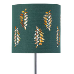 First Choice Lighting Set Of 2 Chrome Stick Table Lamps With Dark Green Fern Cut Out Shades - thumbnail 3