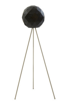 Orsina Black Geometric Tripod Floor Lamp, Matte Black Shade With Gold Interior, Contemporary Floor Lamp - image 1