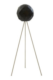 Orsina Black Geometric Tripod Floor Lamp, Matte Black Shade With Gold Interior, Contemporary Floor Lamp - thumbnail 1