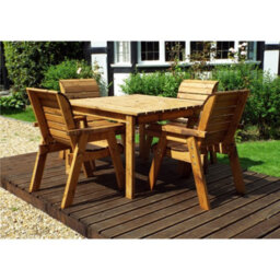 Marlborough Traditional Four Seater Square Table Set With 4 X Grey Chair Cushion 1 X Grey Parasol & Base & Cushion Storage Bag - thumbnail 3