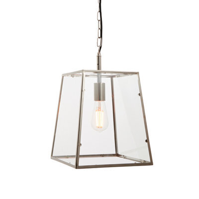 Anson Lighting Topozero 1Lt  Bright Nickel Plate & Clear Glass Ceiling Pendant
