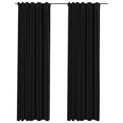 Berkfield Premium Linen-Look Blackout Curtains With Hooks 2 Pcs Anthracite 140X225 Cm