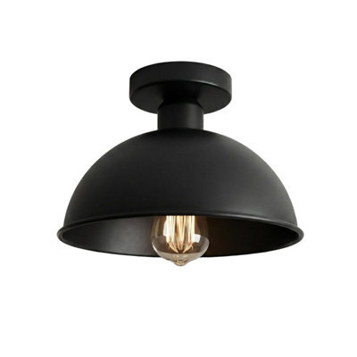 Industrial Semi Flush Mount Vintage Ceiling Light Metal 21cm Dome Lampshade Pendant Light for Farmhouse Porch Kitchen - image 1