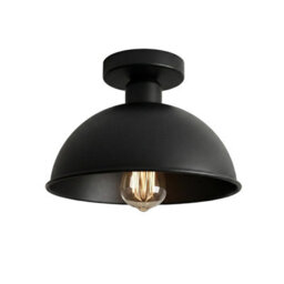 Industrial Semi Flush Mount Vintage Ceiling Light Metal 21cm Dome Lampshade Pendant Light for Farmhouse Porch Kitchen - thumbnail 1