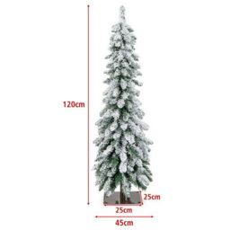 Costway 4 Ft Pre-Lit Artificial Christmas Tree Snow-Flocked Slim Pencil Christmas Tree - thumbnail 2