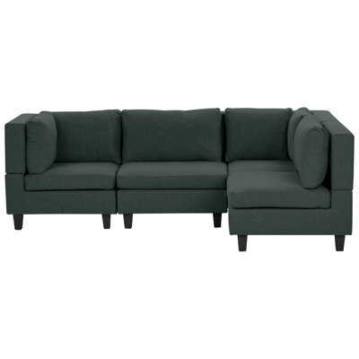 Beliani Modular Corner Sofa 4 Seater Unstad Fabric Dark Green Left Hand - image 1