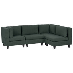 Beliani Modular Corner Sofa 4 Seater Unstad Fabric Dark Green Left Hand - thumbnail 4