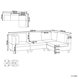 Beliani Modular Corner Sofa 4 Seater Unstad Fabric Dark Green Left Hand - thumbnail 3