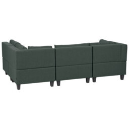 Beliani Modular Corner Sofa 4 Seater Unstad Fabric Dark Green Left Hand - thumbnail 5