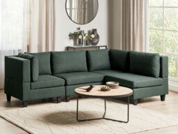 Beliani Modular Corner Sofa 4 Seater Unstad Fabric Dark Green Left Hand - thumbnail 2
