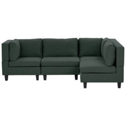 Beliani Modular Corner Sofa 4 Seater Unstad Fabric Dark Green Left Hand - thumbnail 1