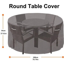 Round Garden Furniture Cover 200 X 94Cm Black Table Protective Waterproof Tarpaulin For And Winter Storage - thumbnail 7