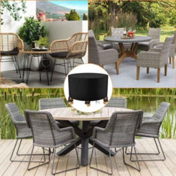 Round Garden Furniture Cover 200 X 94Cm Black Table Protective Waterproof Tarpaulin For And Winter Storage - thumbnail 4