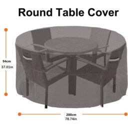 Round Garden Furniture Cover 200 X 94Cm Black Table Protective Waterproof Tarpaulin For And Winter Storage - thumbnail 2