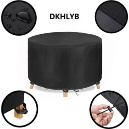 Round Garden Furniture Cover 200 X 94Cm Black Table Protective Waterproof Tarpaulin For And Winter Storage - thumbnail 3