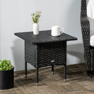 Outsunny Pe Rattan Outdoor Coffee Table, Easy Match Rattan Side Table, Black - image 1