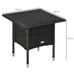 Outsunny Pe Rattan Outdoor Coffee Table, Easy Match Rattan Side Table, Black - thumbnail 3