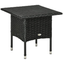 Outsunny Pe Rattan Outdoor Coffee Table, Easy Match Rattan Side Table, Black - thumbnail 2