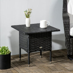 Outsunny Pe Rattan Outdoor Coffee Table, Easy Match Rattan Side Table, Black - thumbnail 1