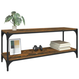 Berkfield Tv Cabinet Smoked Oak 100X33X41 Cm Engineered Wood And Steel - thumbnail 4