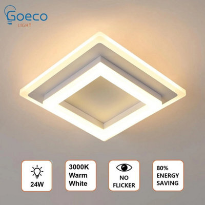 Plafonnier LED Moderne 24W 6500K - Carré Blanc Et Noir - Pour Salon, Cuisine Ou Chambre