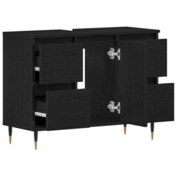 Berkfield Bathroom Sink Cabinet Black Oak 80X33X60 Cm Engineered Wood - thumbnail 5