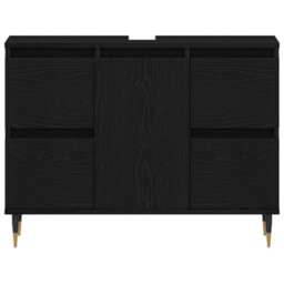 Berkfield Bathroom Sink Cabinet Black Oak 80X33X60 Cm Engineered Wood - thumbnail 6