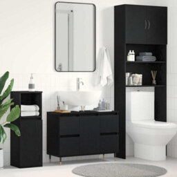 Berkfield Bathroom Sink Cabinet Black Oak 80X33X60 Cm Engineered Wood - thumbnail 1