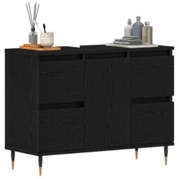 Berkfield Bathroom Sink Cabinet Black Oak 80X33X60 Cm Engineered Wood - thumbnail 3