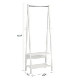 Sobuy Frg59-W Clothes Rail Stand With 2 Storage Shelves Modern Coat Rack & Hanging Rail Freestanding Garment Rack,white - thumbnail 3