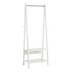 Sobuy Frg59-W Clothes Rail Stand With 2 Storage Shelves Modern Coat Rack & Hanging Rail Freestanding Garment Rack,white - thumbnail 1