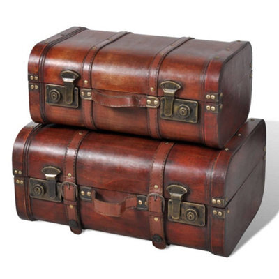 Vidaxl Wooden Treasure Chest 2 Pcs Vintage Brown - image 1