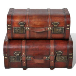 Vidaxl Wooden Treasure Chest 2 Pcs Vintage Brown - thumbnail 2