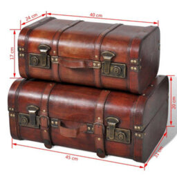 Vidaxl Wooden Treasure Chest 2 Pcs Vintage Brown - thumbnail 9