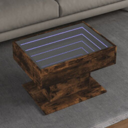 Berkfield Coffee Table With Led Smoked Oak 70X50X45 Cm Engineered Wood - thumbnail 1