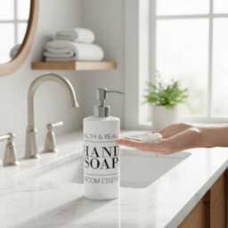 Purely Home Minimalist Stainless Steel Soap Dispenser - Pump Action Refillable Bathroom & Kitchen Décor - thumbnail 2
