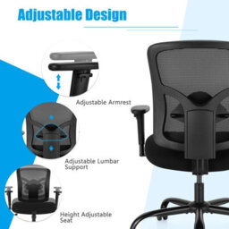 Costway 180Kg Big And Tall Mesh Office Chair With Lumbar Support - thumbnail 9